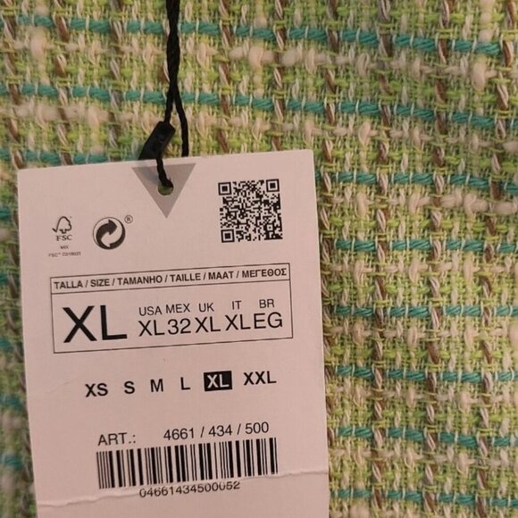 ZARA WOMAN SKORT SS22 GREEN STRUCTURED GINGHAM PATTERN SHORTS XL 4661/434/500 - Picture 4 of 6